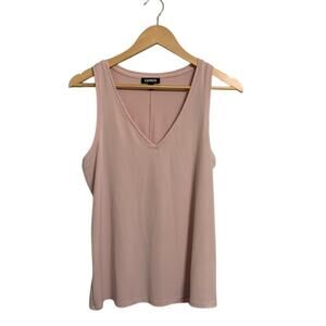 EXPRESS Deep V Sleeveless Pink Tank Top | S